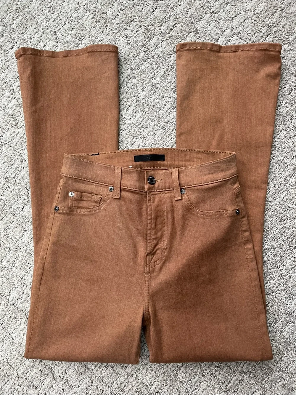 7 For All Mankind Boot Cut Pants in Rust Brown - Picture 2 of 9